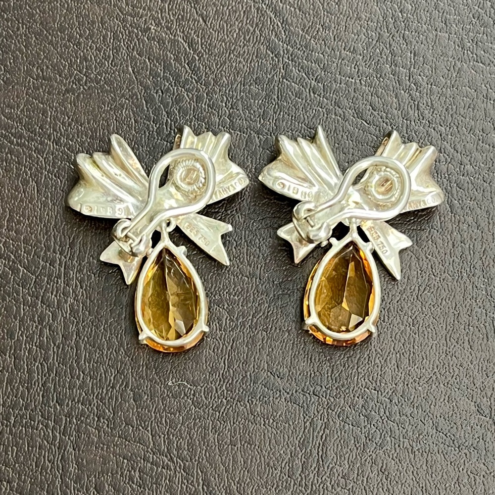 🔴SOLD🔴 Tiffany & Co. 18k gold sterling silver and citrine bow earrings RARE - Picture 9 of 11